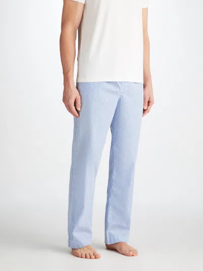 Derek Rose Men's Lounge Trousers James Cotton Blue