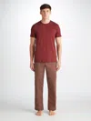 DEREK ROSE DEREK ROSE MEN'S LOUNGE TROUSERS LEDBURY 72 COTTON BATISTE BURGUNDY