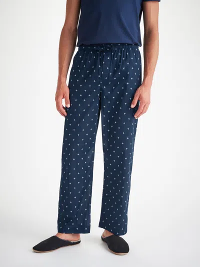 DEREK ROSE DEREK ROSE MEN'S LOUNGE TROUSERS COTTON BATISTE NAVY SAILOR'S KNOT PRINT