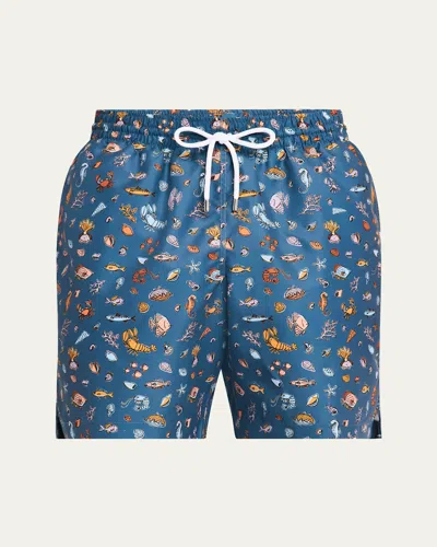 Derek Rose Men's Maui Swim Trunks In Blue