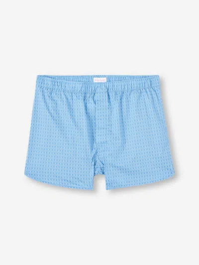 Derek Rose Men's Modern Fit Boxers Cotton Batiste Blue Jungle Leaf Print
