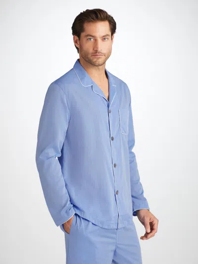 Derek Rose Men's Modern Fit Pyjamas Amalfi Cotton Batiste Blue