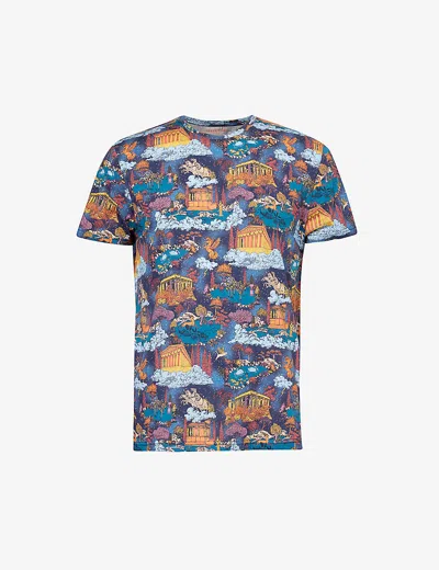 Derek Rose Mens Multi-coloured Robin Graphic-print Cotton-jersey T-shirt