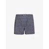 Derek Rose Mens Navy Barker Check-print Mid-rise Cotton Boxer Shorts In Navy