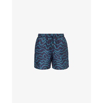 Derek Rose Mens Navy Maui Brand-embroidered Swim Shorts