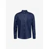 DEREK ROSE DEREK ROSE MEN'S NAVY MONACO REGULAR-FIT LINEN SHIRT