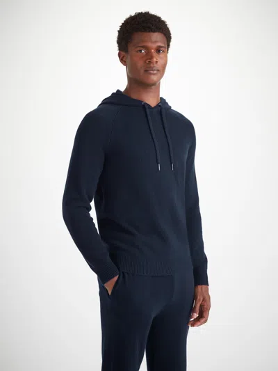 Derek Rose Men's Pullover Hoodie Dominic Cashmere Navy
