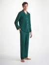Derek Rose Men's Pyjamas Basel Micro Modal Stretch Pine Green In Pine Green