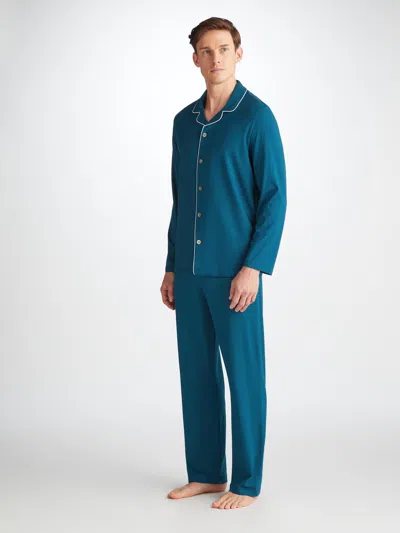 Derek Rose Men's Pyjamas Basel Micro Modal Stretch Poseidon Blue