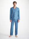Derek Rose Men's Pyjamas Basel Micro Modal Stretch Steel Blue In Steel Blue