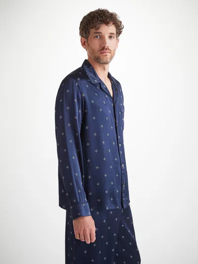 Derek Rose Men's Pyjamas Silk Satin Navy Sailor's Knot Print
