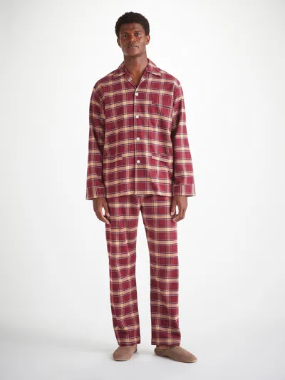Derek Rose Kelburn 48 Checked Cotton-flannel Pyjama Set In Burgundy