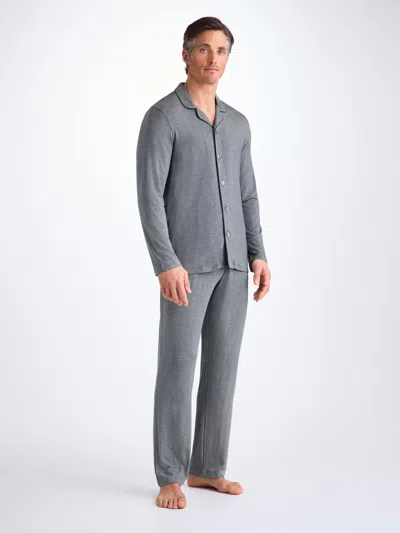 Derek Rose Men's Pyjamas Marlowe Micro Modal Stretch Charcoal