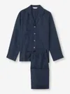 Derek Rose Men's Pyjamas Sicily Linen Navy