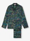Derek Rose Men's Pyjamas Silk Satin Multi Midnight Jungle Print