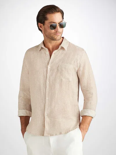 Derek Rose Men's Shirt Milan 24 Linen Sand