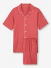 Derek Rose Men's Short Pyjamas Basel Micro Modal Stretch Apple Red In Red