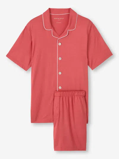 Derek Rose Men's Short Pyjamas Basel Micro Modal Stretch Apple Red
