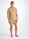 Derek Rose Men's Short Pyjamas Basel Micro Modal Stretch Camel In Camel