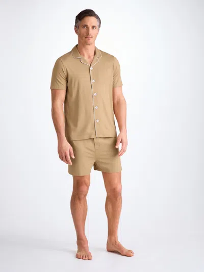 Derek Rose Men's Short Pyjamas Basel Micro Modal Stretch Camel