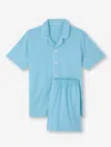 Derek Rose Men's Short Pyjamas Basel Micro Modal Stretch Ocean Blue In Blue