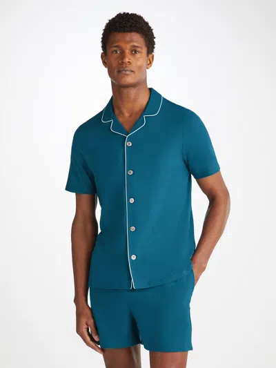 Derek Rose Men's Short Pyjamas Basel Micro Modal Stretch Poseidon Blue