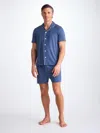Derek Rose Men's Short Pyjamas Basel Micro Modal Stretch Sapphire In Blue