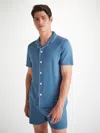 Derek Rose Men's Short Pyjamas Basel Micro Modal Stretch Steel Blue In Steel Blue