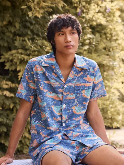 Derek Rose Men's Short Pyjamas Cotton Batiste Multi Fisherman's Scenic Print