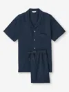 Derek Rose Men's Short Pyjamas Sicily Linen Navy
