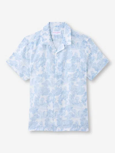 Derek Rose Men's Short Sleeve Shirt Milan 26 Linen White