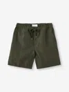 Derek Rose Men's Shorts Sydney Linen Khaki