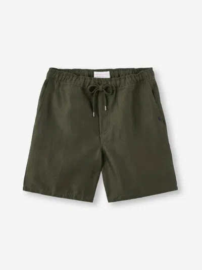 Derek Rose Men's Shorts Sydney Linen Khaki In Brown