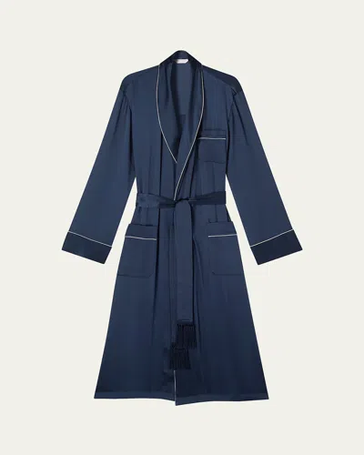 Derek Rose Men's Silk Tasseled Robe In Navy