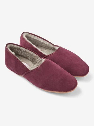 Derek Rose Men's Slippers Crawford Suede Sheepskin Bordeaux