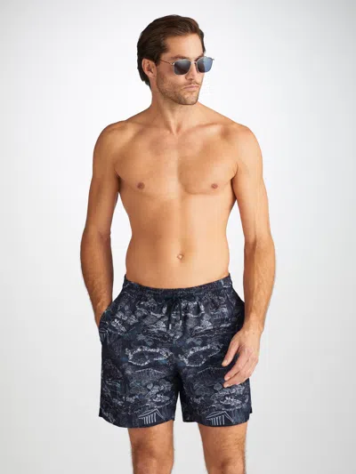 Derek Rose Maui Printed Swim Shorts In Navy