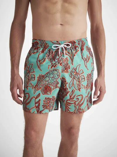 Derek Rose Mens Maui 68 Graphic-print Swim Shorts Turquoise