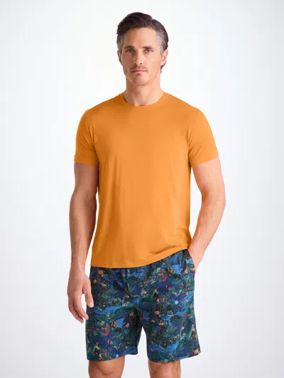 Derek Rose Men's T-shirt Basel Micro Modal Stretch Apricot In Orange