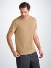Derek Rose Men's T-shirt Basel Micro Modal Stretch Camel In Camel