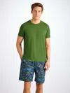 Derek Rose Basel Micro Modal Stretch Crewneck T-shirt In Green