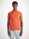 Derek Rose Men's T-shirt Basel Micro Modal Stretch Spiced Orange In Spiced Orange