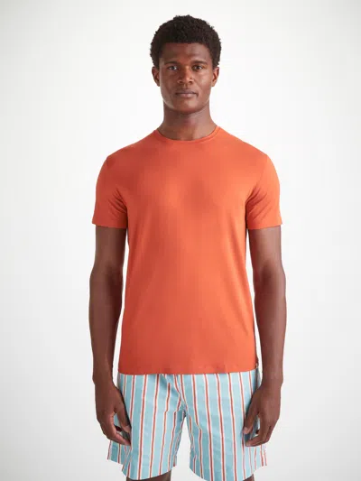 Derek Rose Men's T-shirt Basel Micro Modal Stretch Spiced Orange