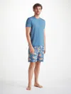 Derek Rose Men's T-shirt Basel Micro Modal Stretch Steel Blue In Steel Blue