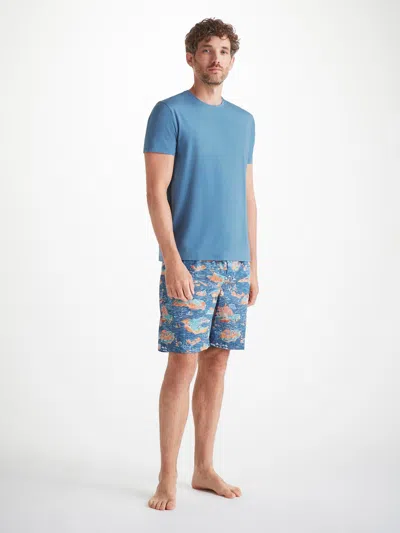 Derek Rose Men's T-shirt Basel Micro Modal Stretch Steel Blue