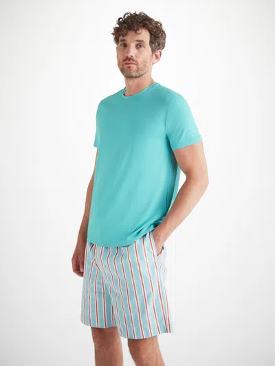 Derek Rose Men's T-shirt Basel Micro Modal Stretch Turquoise