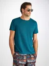 DEREK ROSE DEREK ROSE MEN'S T-SHIRT JORDAN LINEN TEAL