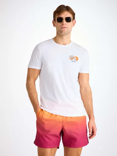 Derek Rose Men's T-shirt Pima Cotton White Jungle Motif