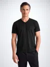 Derek Rose Men's V-neck T-shirt Barny Pima Cotton Black