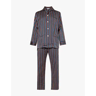 Derek Rose Mens Navy Wellington 57 Cotton Pyjamas