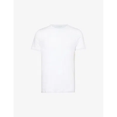 Derek Rose Mens White Jordan Short-sleeved Linen T-shirt